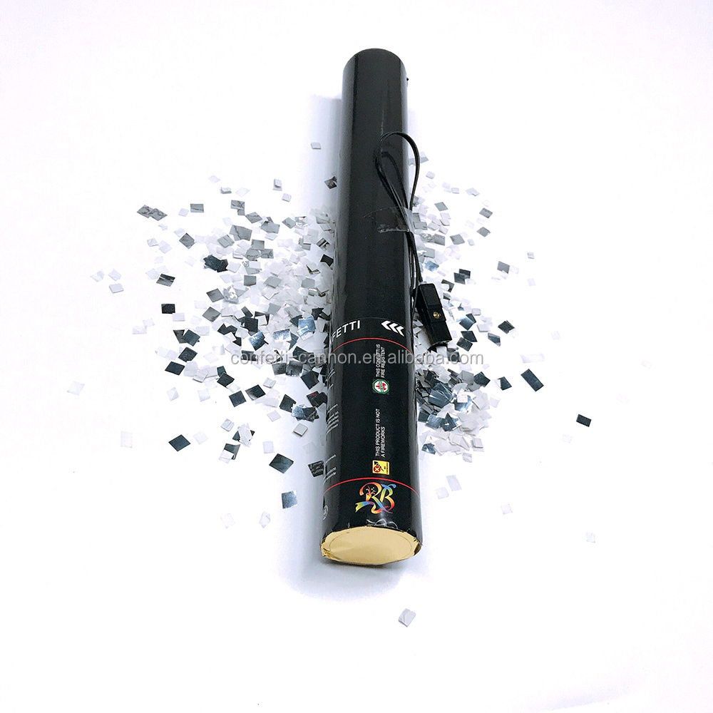 0.6*0.6cm mini Silver Gold White Confetti Electric Launcher 80cm 60cm Metallic Confetti Cannon