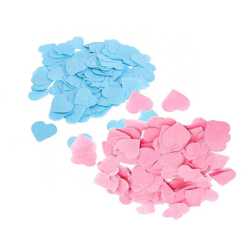 Factory Direct Confetti Heart Shape Pink and Blue Flameproof Paper Tissue Gender Reveal Love Confetti