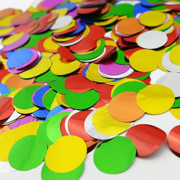 Colorful 2.5cm small mini circle shape foil confetti flameproof paper bulk confetti for poppers