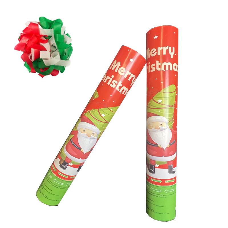 Christmas Hot Selling 40cm Confetti Popper Family Party Props Green and Red Paper Tissue Cannon