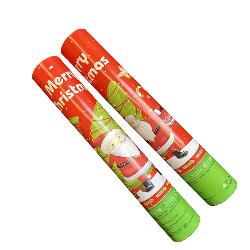 Christmas Hot Selling 40cm Confetti Popper Family Party Props Green and Red Paper Tissue Cannon