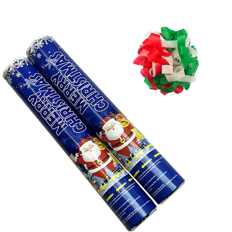 Christmas Hot Selling Party Props Shooter Red Green Flameproof Confetti Tissue Handheld Party Popper