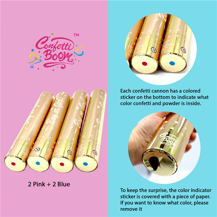 Gender Reveal Biodegradable Tissue Paper Tube Shooter Boy Girl Confetti Popper