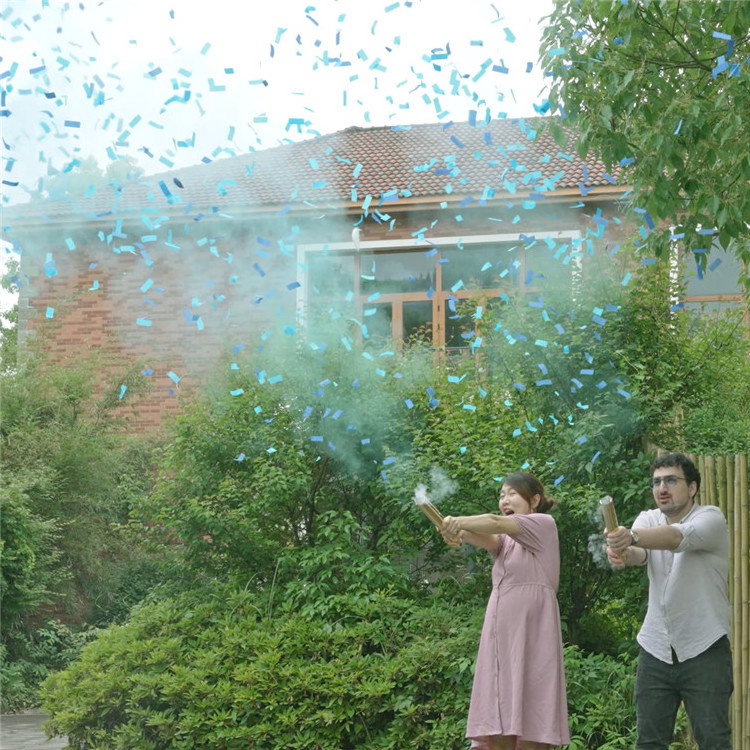 Gender Reveal Party Supplies Pink Blue Color Smoke Powder Confetti Cannon For Baby Shower Party