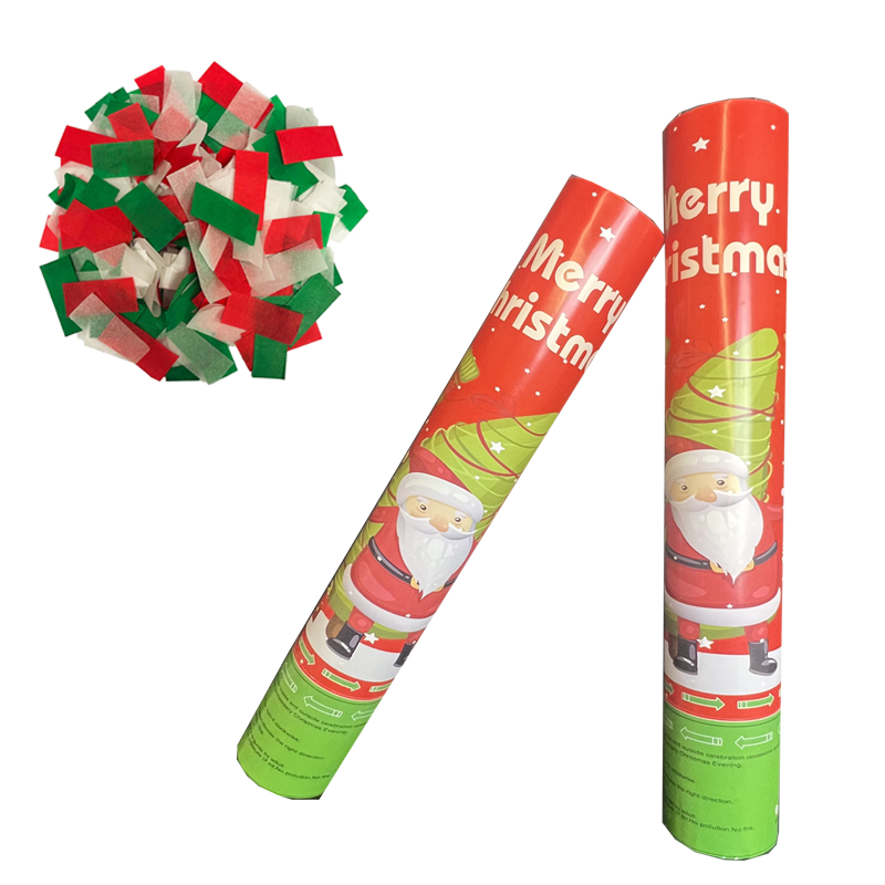 Christmas Hot Selling 40cm Confetti Popper Family Party Props Green and Red Paper Tissue Cannon