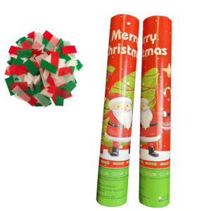 Christmas Hot Selling 40cm Confetti Popper Family Party Props Green and Red Paper Tissue Cannon