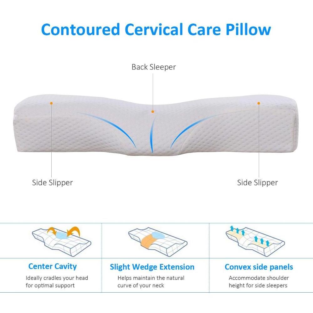 Contour Memory Foam Pillow Bedding Bamboo Charcoal Neck Pillow Orthopedic Cervical Care Pillow for Side and Back Sleepers