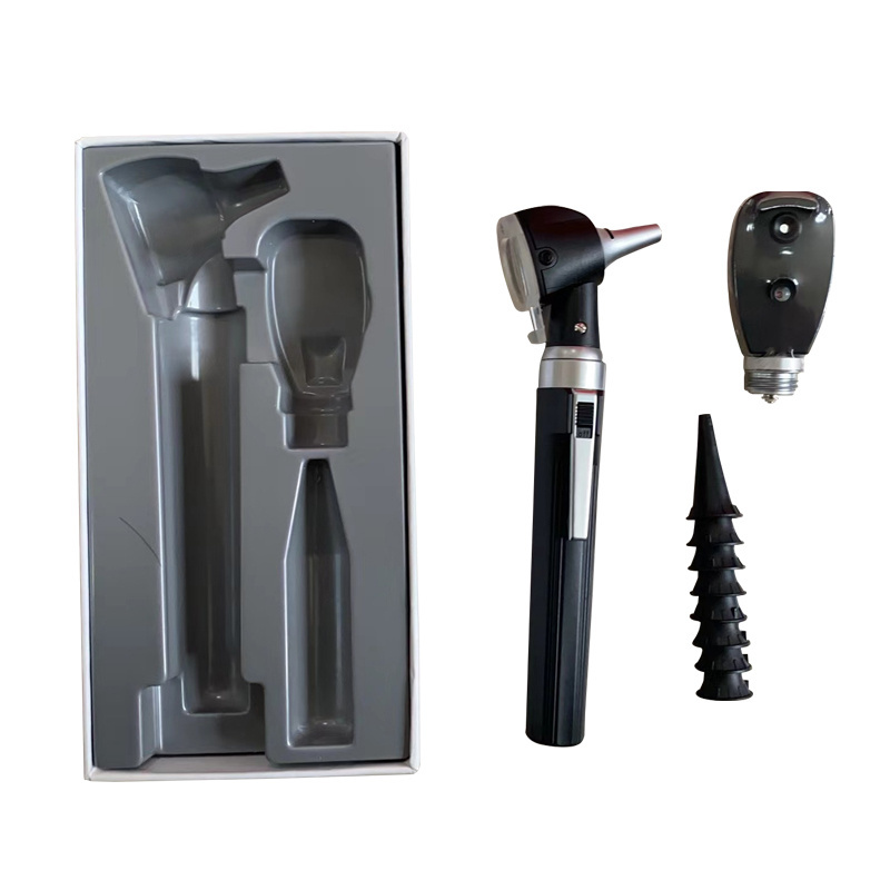 GooDoctor  LED Fiber Optic Bright Light Detachable Interchangeable Tips Otoscope Opthalmoscope Set