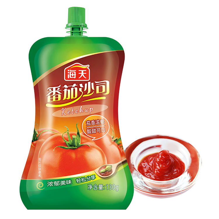 130g Tomato sauce spout pouch packing NON-GMO healthy Chinese Halal instant paste condiment aseptic tomato ketchup sauce