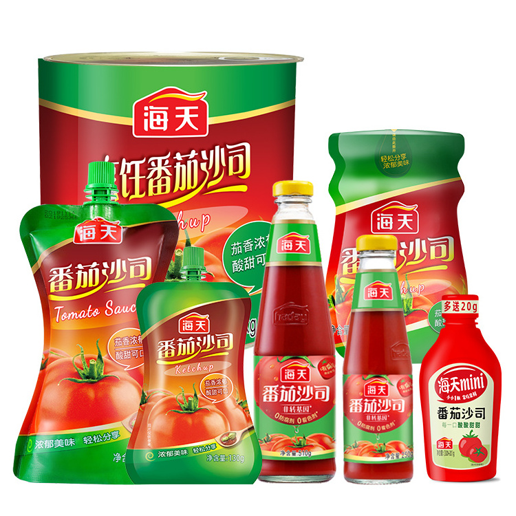 130g Tomato sauce spout pouch packing NON-GMO healthy Chinese Halal instant paste condiment aseptic tomato ketchup sauce