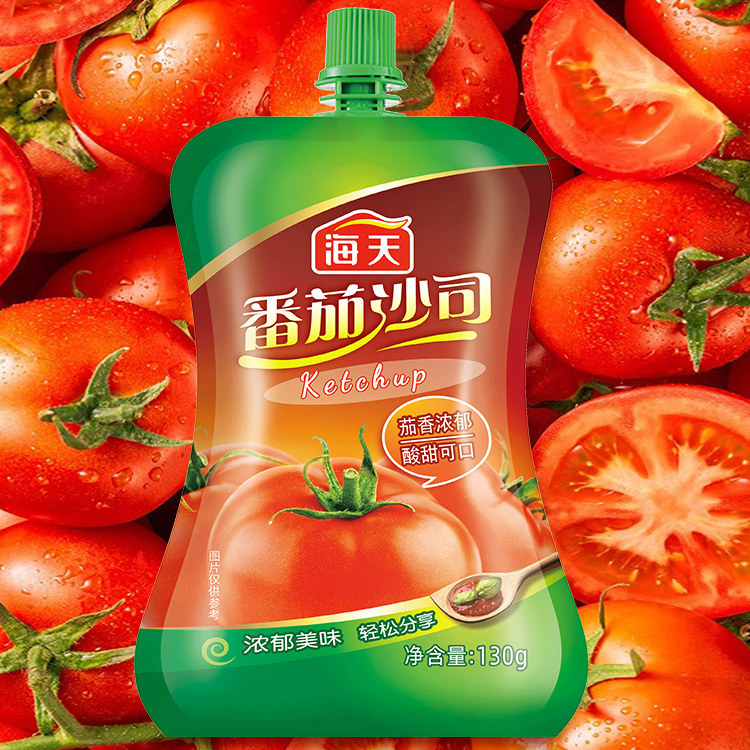 130g Tomato sauce spout pouch packing NON-GMO healthy Chinese Halal instant paste condiment aseptic tomato ketchup sauce