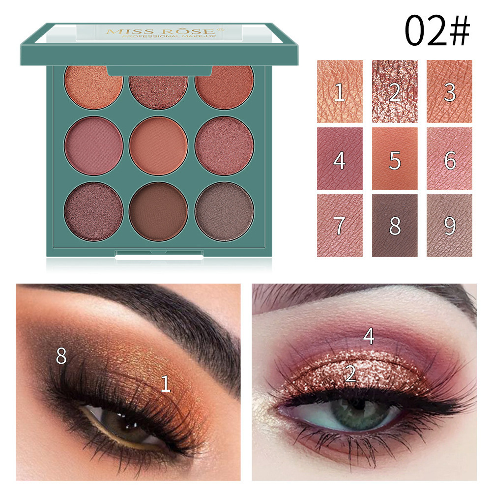 miss rose hot sale 9 color vegan oem eyeshadow palette de contornos and eye shadows complete ombre eyeshadow palette bulk