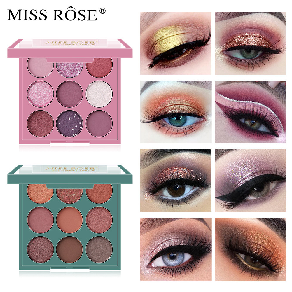 miss rose hot sale 9 color vegan oem eyeshadow palette de contornos and eye shadows complete ombre eyeshadow palette bulk