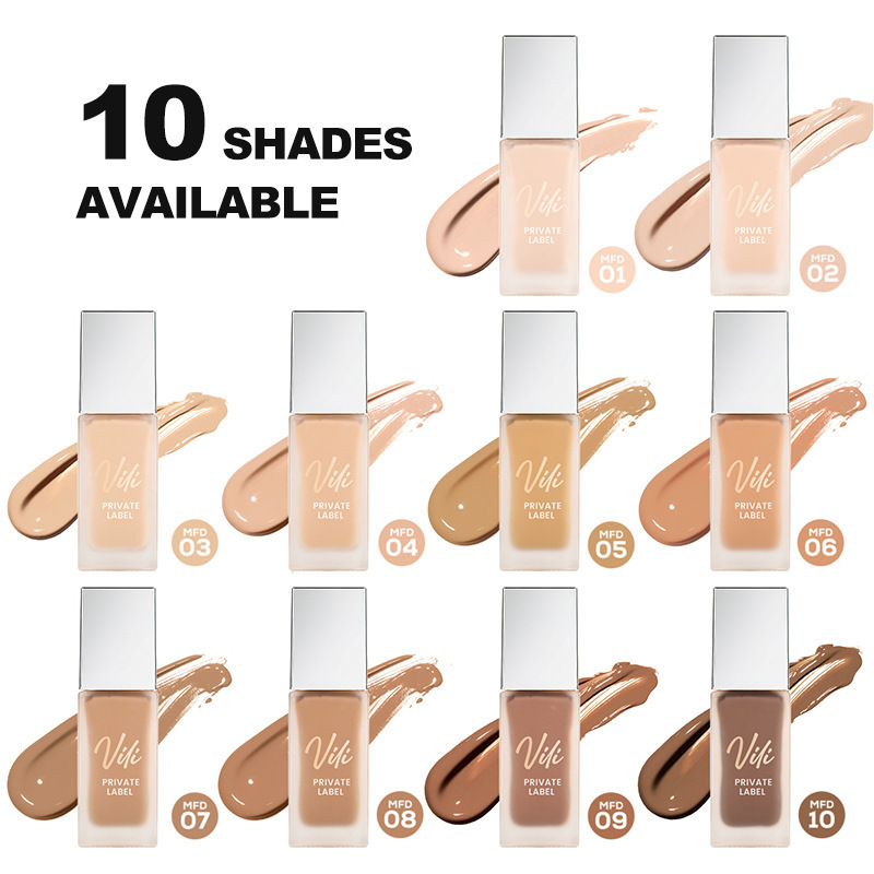 wholesale free smooth lightweight waterproof makeup vegan foundation all shades liquid long wear 24hr full coverage foundation