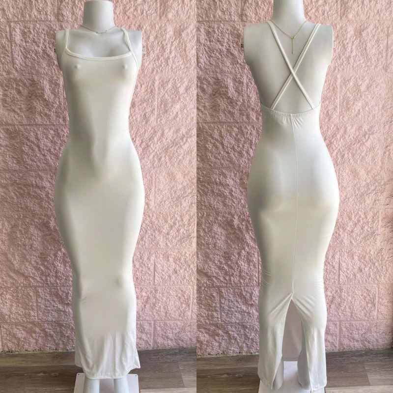 New style Summer Women Cotton Sun dress Sexy Club wear Backless Boob Slip Dress White Elegant Ladies Split Sling Dresses