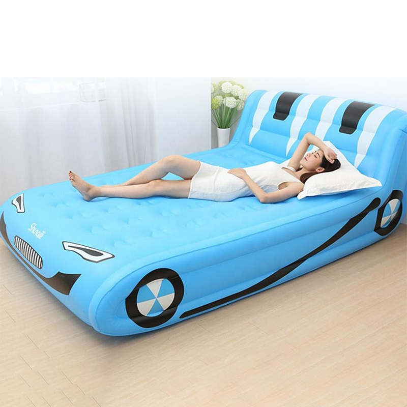 Inflatable airbed air mattress with integrated backrest