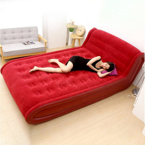 Inflatable airbed air mattress with integrated backrest