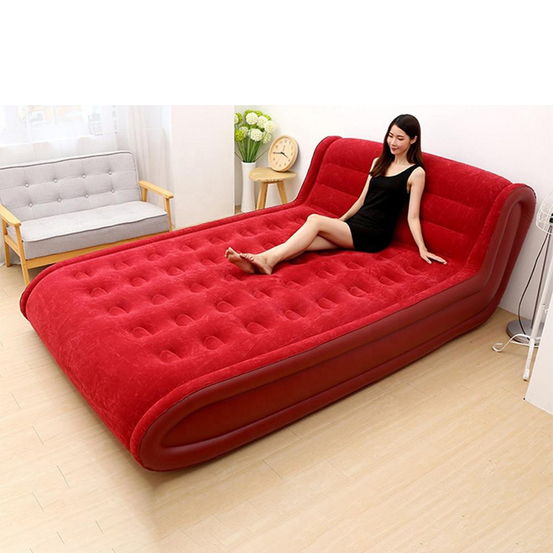 Inflatable airbed air mattress with integrated backrest