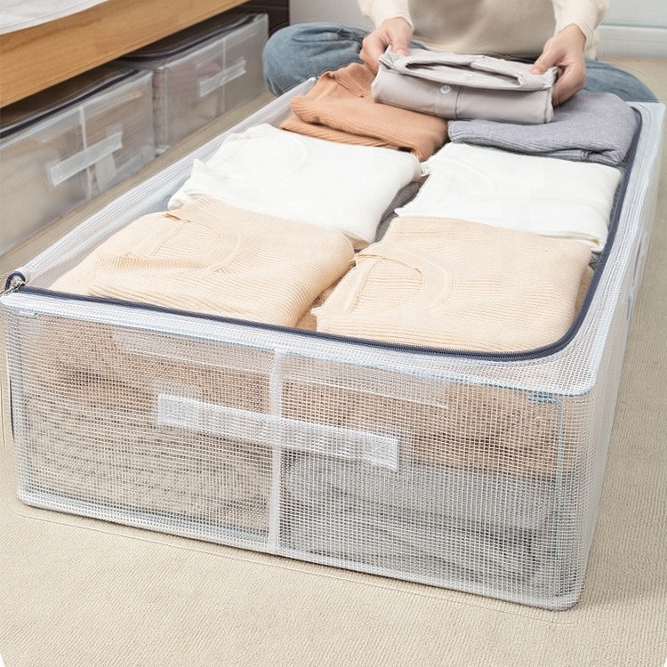 Large capacity quilt storage bag clear window folding bag clothes blanket bedding storage organizer