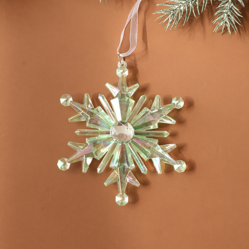 Artificial transparent clear Christmas Ornaments For Christmas Tree Decorations Hanging Acrylic Snowflake Ornaments