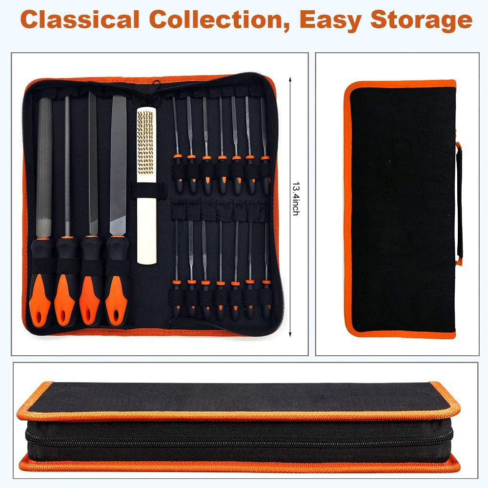 File Set 19pcs, Hand Metal File, T12 Drop Forged Alloy Steel File Set with Carry Case, File tools for wood metalwork, Precision