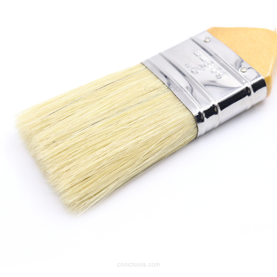 Premium Natural Bristle Paint Brushes With Flat Wooden Handle For Painting