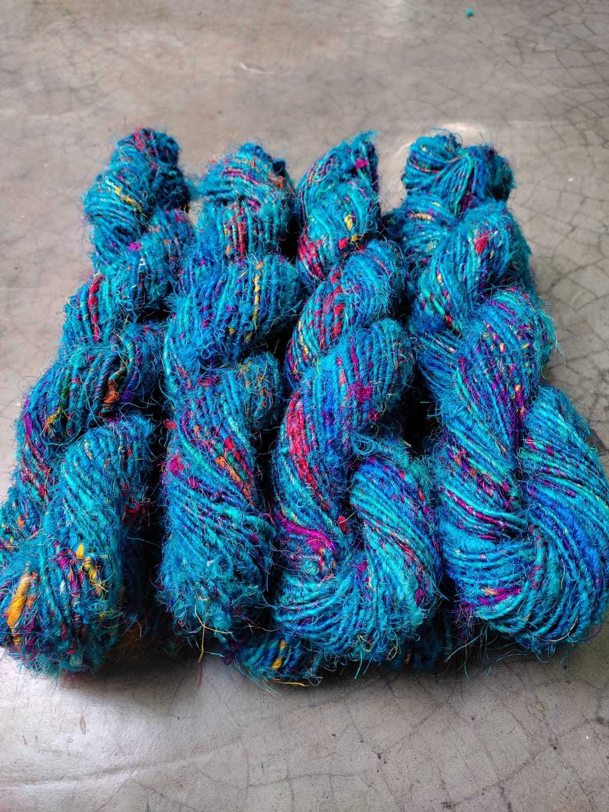 handmade recycled multi colored banana silk yarns available in 100 gram skeins suitable for yarn stores