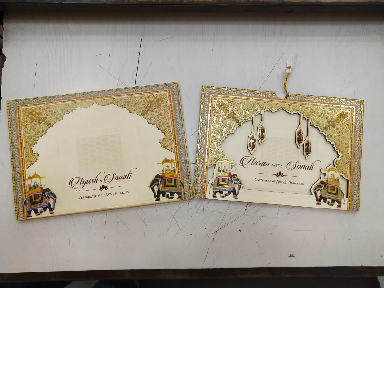 custom made elephant themed wedding invitation cards with 3  inserts available with custom text printing ideal for resale