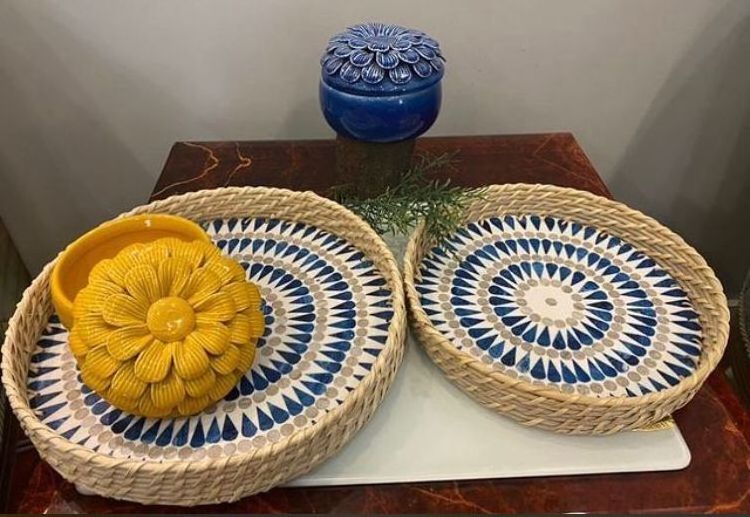 custom made cane baskets with resin bases available in assorted sizes and shapes with multiple patterns suitable for home stores