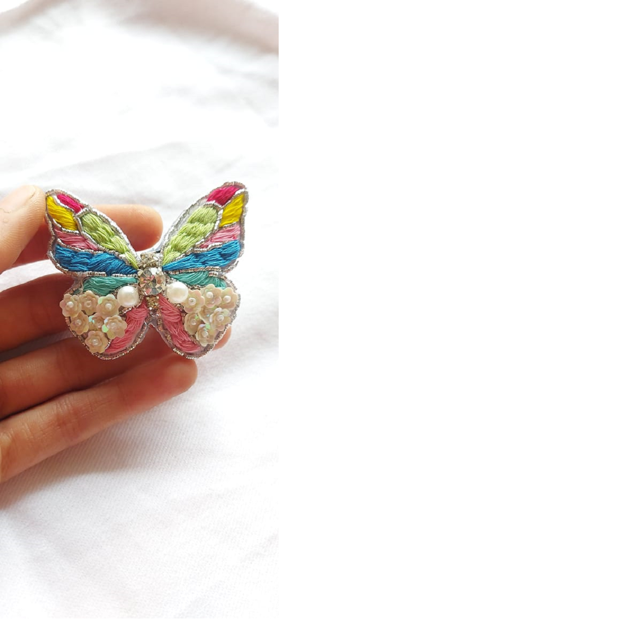 custom made butterfly themed hair clips with hand embroidery and sequin ideal for hair accessory stores for resale