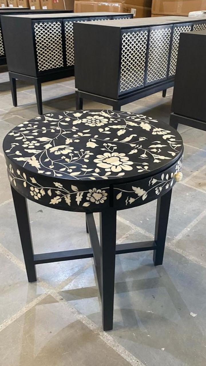 custom made wooden hand painted indian themed coffee tables and side tables for home decoration stores in elephant shape