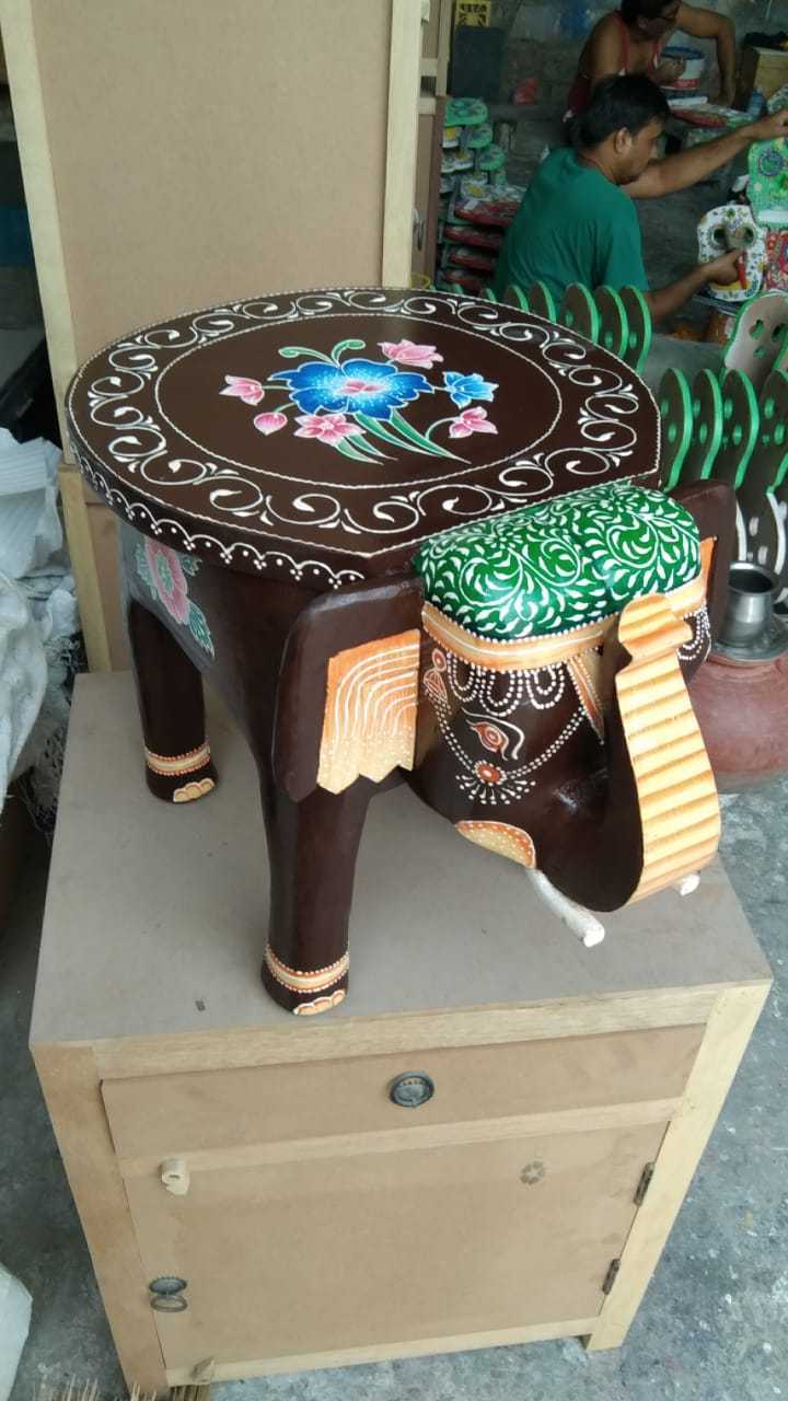 custom made wooden hand painted indian themed coffee tables and side tables for home decoration stores in elephant shape