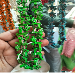 custom made wooden  handmade hand painted beads with green coloured  animal theme patterns of elephant ideal for resale