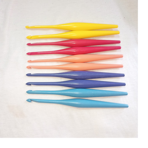 custom made bright colored resin crochet hook suitable for yarn and fiber stores and knitting supplies store for resale