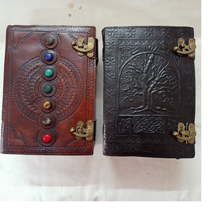 custom made large size jumbo leather journals in size 7*10 inches with 600 pages with 7 chakra gemstone and tree of life