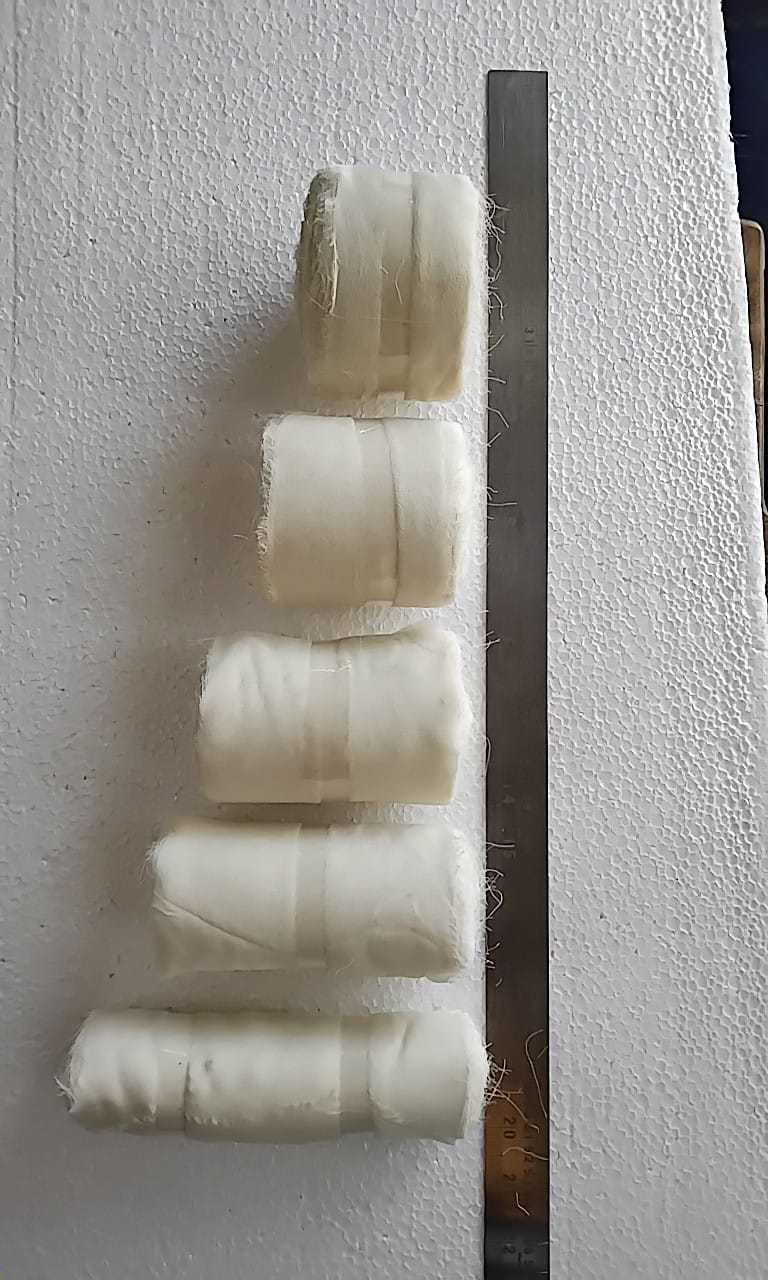 custom made natural chiffon ribbon in rolls made from recycled chiffon silk fabrics ideal for dyeing by textile artists