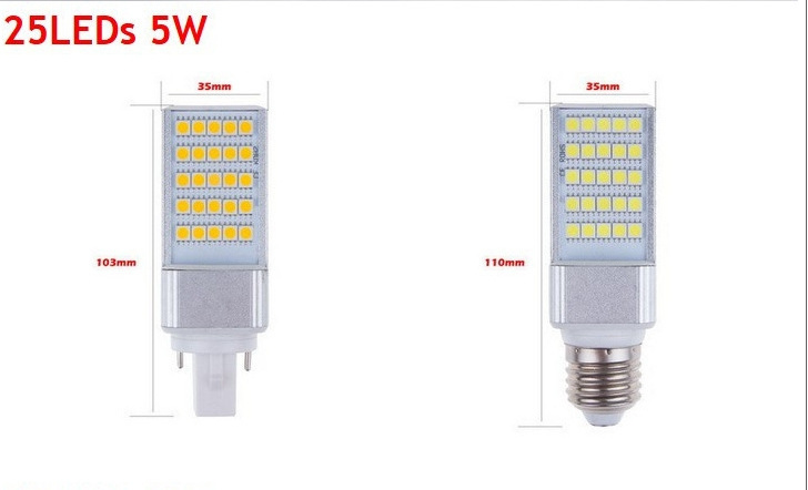 E27 G24 G23 led bulb 5W 7W 9W 11W 13W 15W highlight 85-265V SMD5050 side lighting horizontal plug light source lamp