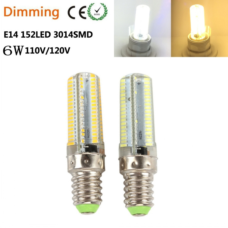 LED GY6.35 E11 E12 E14 E17 BA15 G4 G9 G8  6W crystal light SMD3014-152 corn bulb 6W 110 240V Dimming silicone lamp