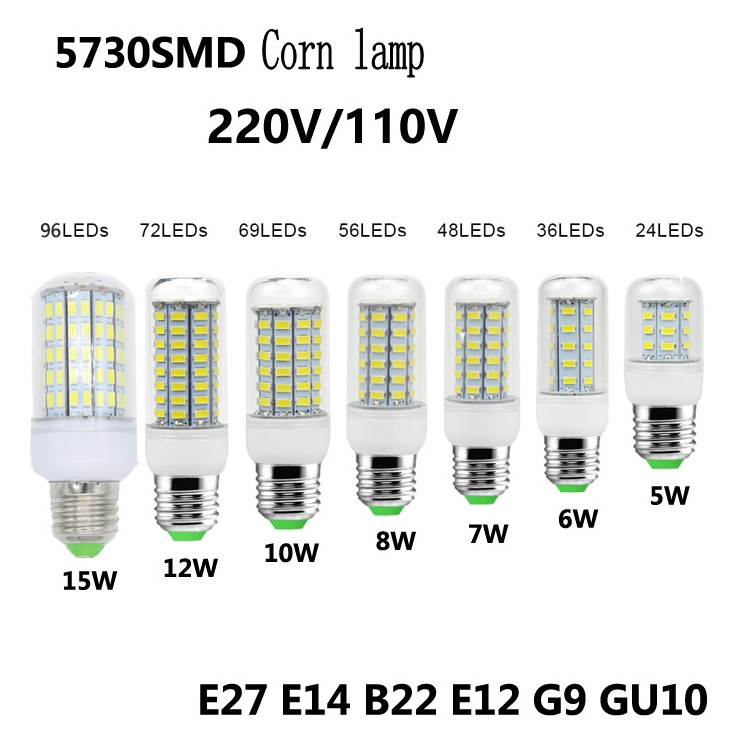 New product  5730SMD constant current corn lamp 85V-265V LED lights energy saving bulb light E27 G9 E14 B22 E12 GU10