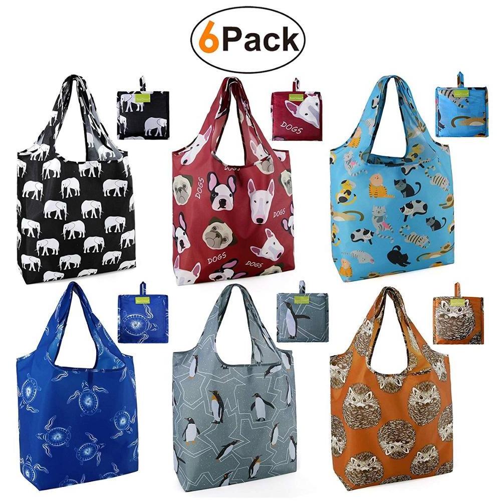 Custom Nylon Foldable Grocery Bags Eco-friendly Ripstop Nylon Pouch Reusable Folding Polyester Shopping Bag