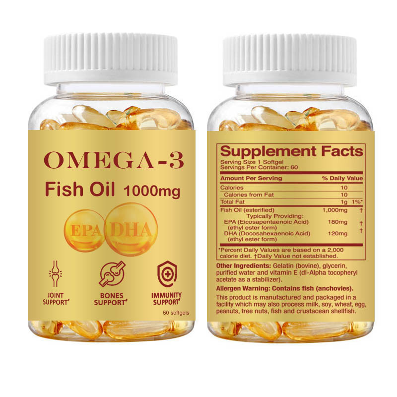 OEM Halal Deep Sea Fish Oil 1000mg Bulk Softgel Omega 3 Fish Oil Capsules