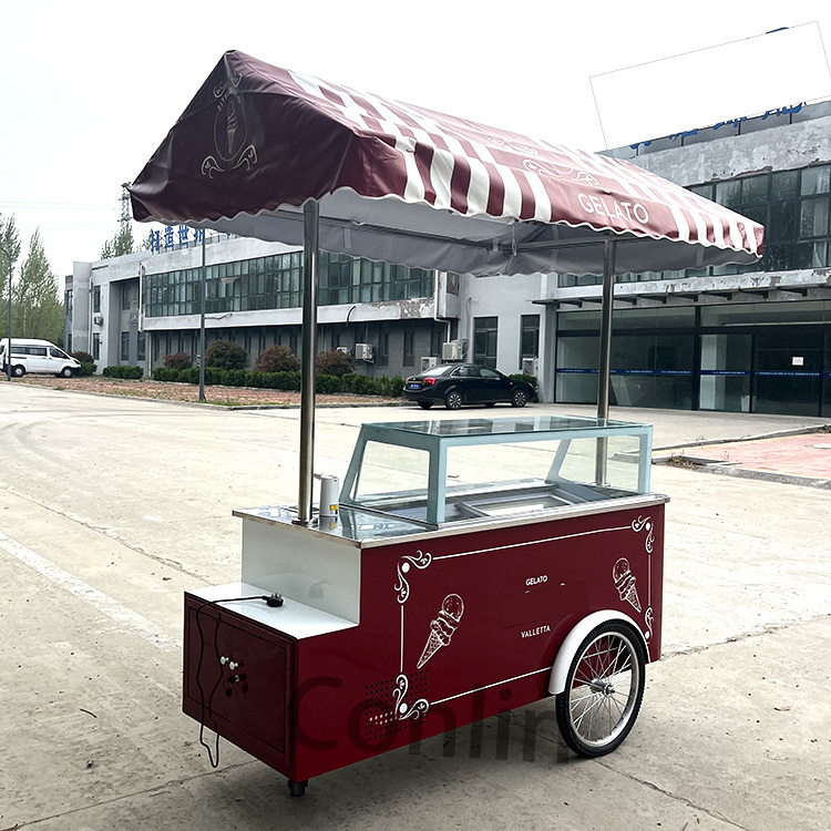 Popular Hand Push Gelato Van Ice Cream Stand Electric Ice Cream Truck for Sale