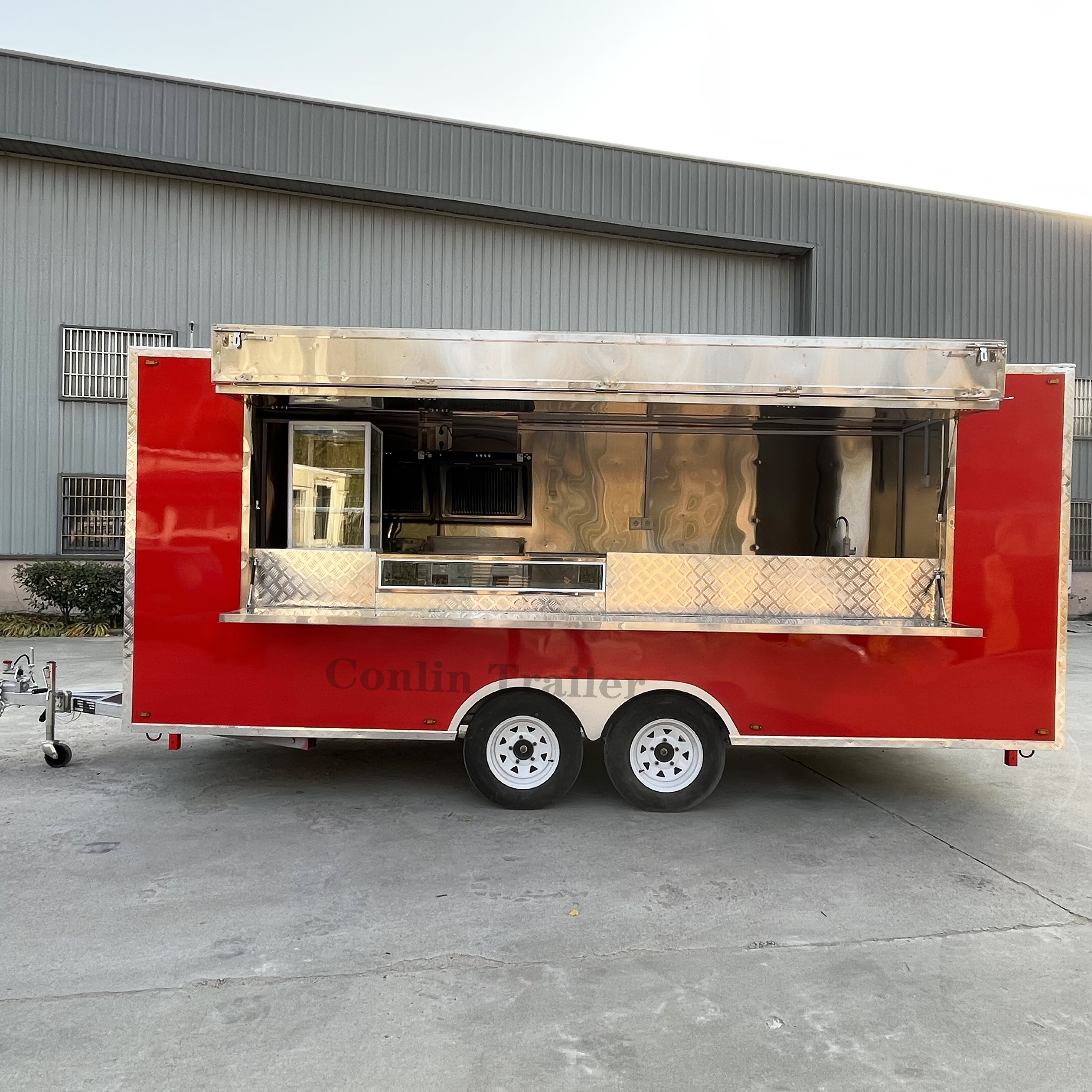 Conlin Hot selling french fry cart bbq food trailer back porch mobile restaurant cart for sale