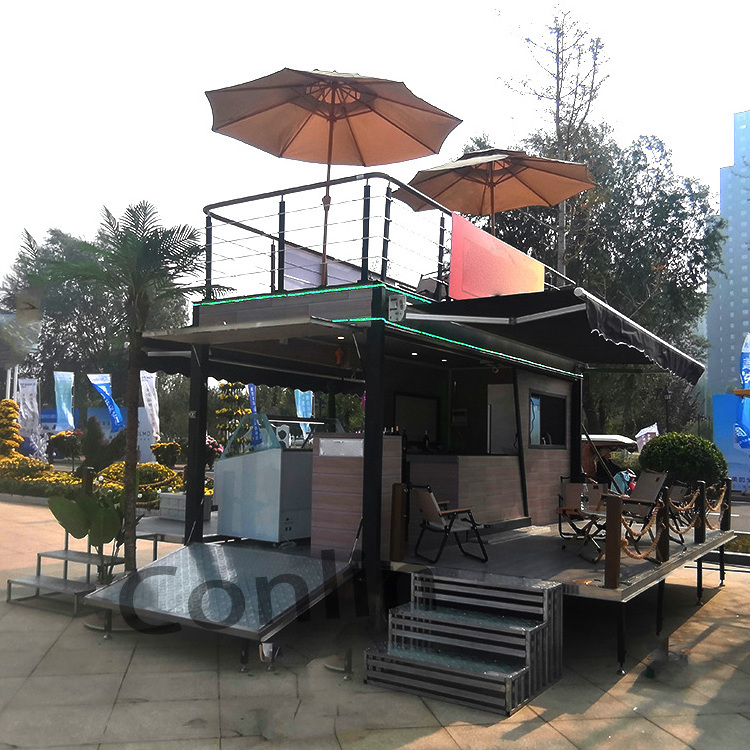 Popular mobile double decker food trailer fully equipped movable restaurant double decker on wheels