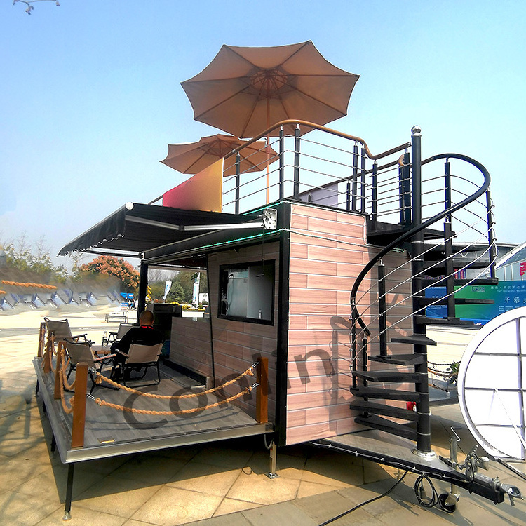 Popular mobile double decker food trailer fully equipped movable restaurant double decker on wheels