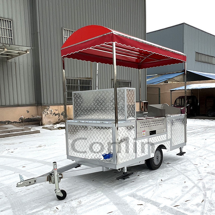 Factory price street stall for churros mobile snack hot dog cart food trolley towable coffee shop mobile cart for sale