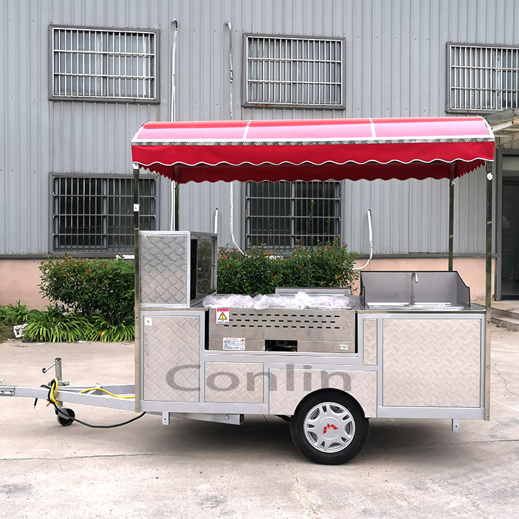 Functional food trucks churros car for hotdogs street food booth for sale