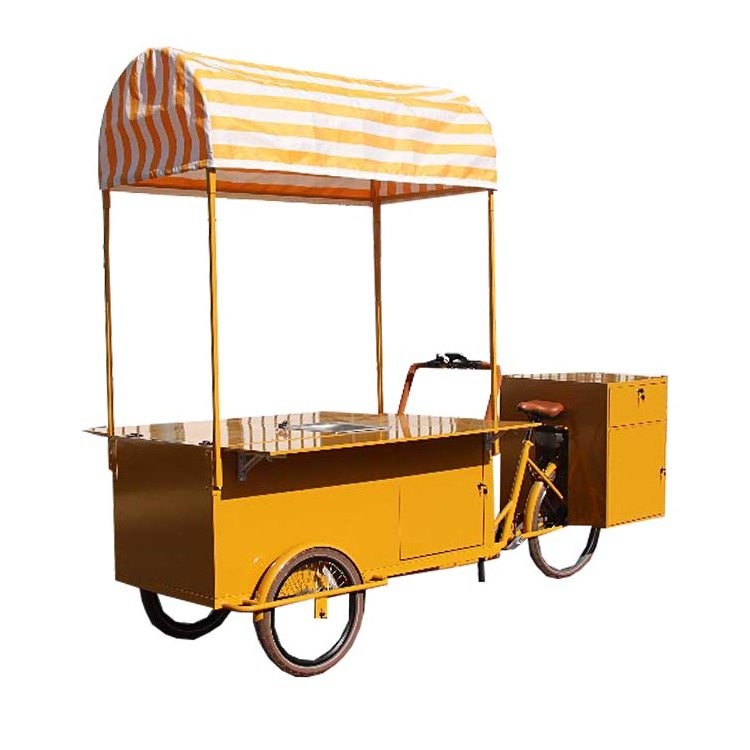 Coffee Cart With Electric Bike Coffee Cart Commercial Food Bicycle Cart Hot Dog Bike For Sale