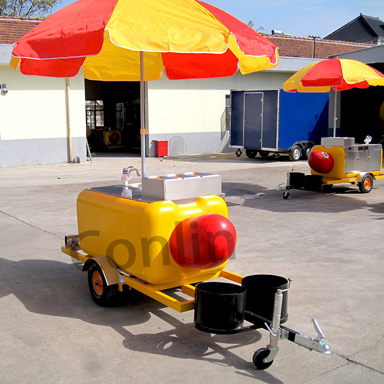 Hot selling street mobile hot dog stand hotdog cart with grill