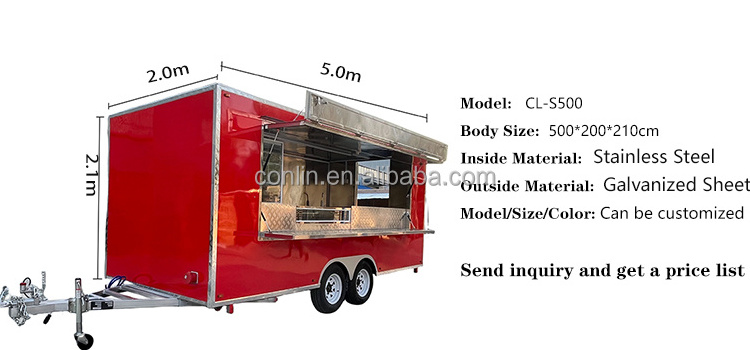 Out Door Food Truck Trailer Fully Equipped Bbq Food Trailer with Porch Street Food for Sale